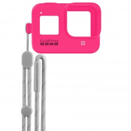 Силиконовый чехол с ремешком GoPro Sleeve + Lanyard HERO8 Neon Pink (AJSST-007)