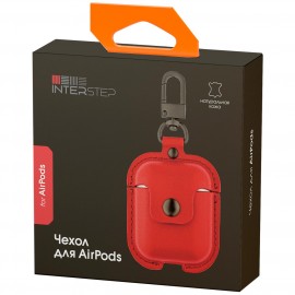 Чехол для AirPods InterStep с карабином красный