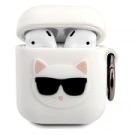 Чехол Karl Lagerfeld для Airpods 1/2 Silicone With Ring KLACA2SILCHWH