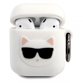 Чехол Karl Lagerfeld для Airpods 1/2 Silicone With Ring KLACA2SILCHWH 