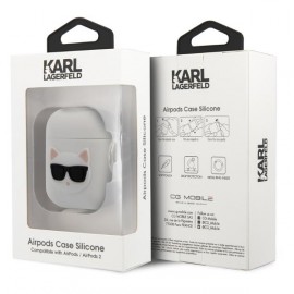 Чехол Karl Lagerfeld для Airpods 1/2 Silicone With Ring KLACA2SILCHWH