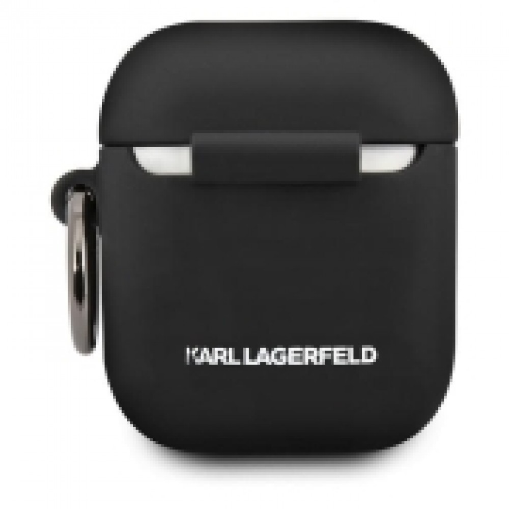 Чехол Karl Lagerfeld для Airpods 1/2 Silicone With Ring (KLACCSILKHBK)