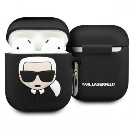 Чехол Karl Lagerfeld для Airpods 1/2 Silicone With Ring (KLACCSILKHBK)