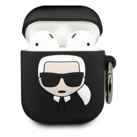 Чехол Karl Lagerfeld для Airpods 1/2 Silicone With Ring (KLACCSILKHBK)