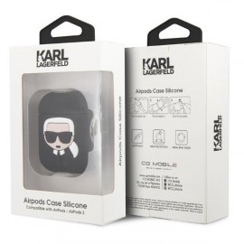 Чехол Karl Lagerfeld для Airpods 1/2 Silicone With Ring (KLACCSILKHBK)