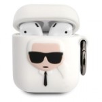 Чехол Karl Lagerfeld для Airpods 1/2 Silicone With Ring (KLACCSILKHWH)