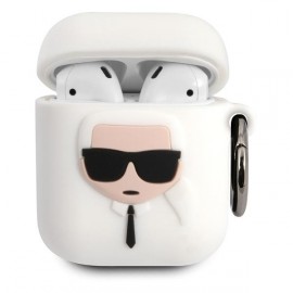 Чехол Karl Lagerfeld для Airpods 1/2 Silicone With Ring (KLACCSILKHWH) 