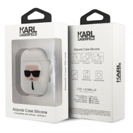 Чехол Karl Lagerfeld для Airpods 1/2 Silicone With Ring (KLACCSILKHWH)