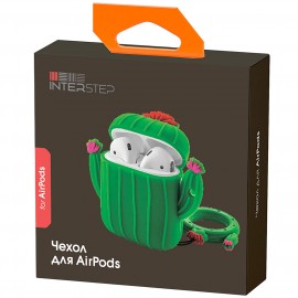 Чехол для AirPods InterStep с кольцом КАКТУС 