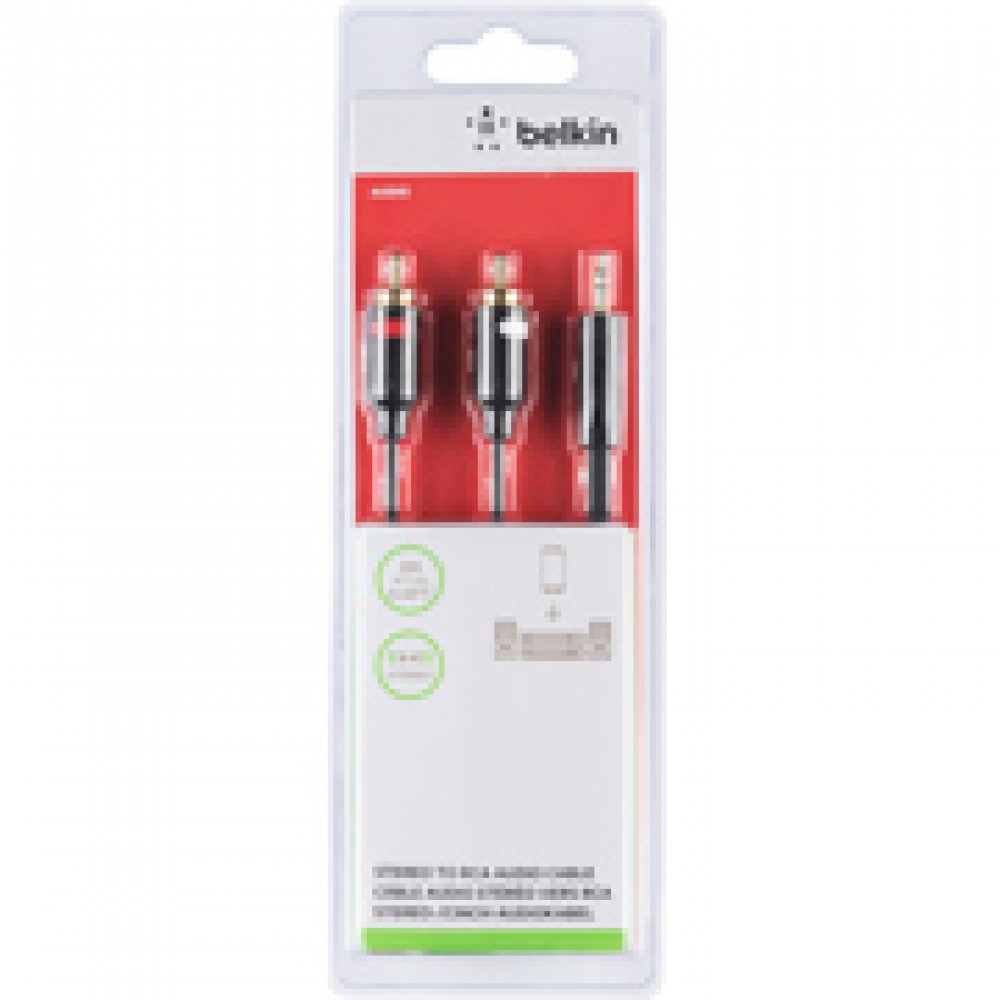 Кабель аналоговый аудио Belkin Jack 3.5 папа/2xRCA папа 2м (F3Y116BT2M)