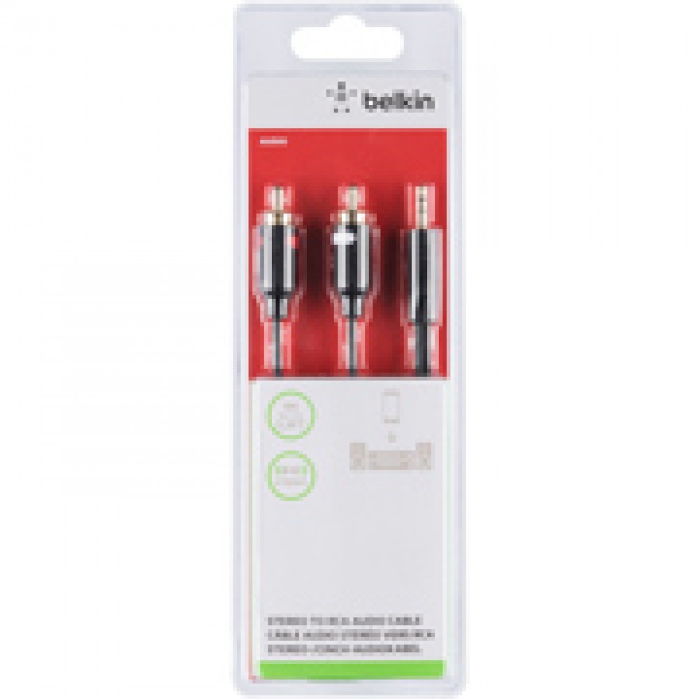 Кабель аналоговый аудио Belkin Jack 3.5 папа/2xRCA папа 1м (F3Y116BT1M)