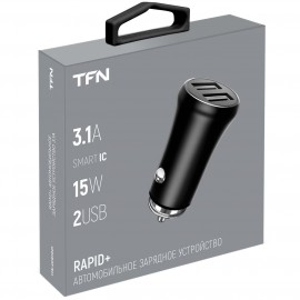 Автомобильное зарядное устройство TFN Rapid+ 2xUSB 3.1A 15W, Black 