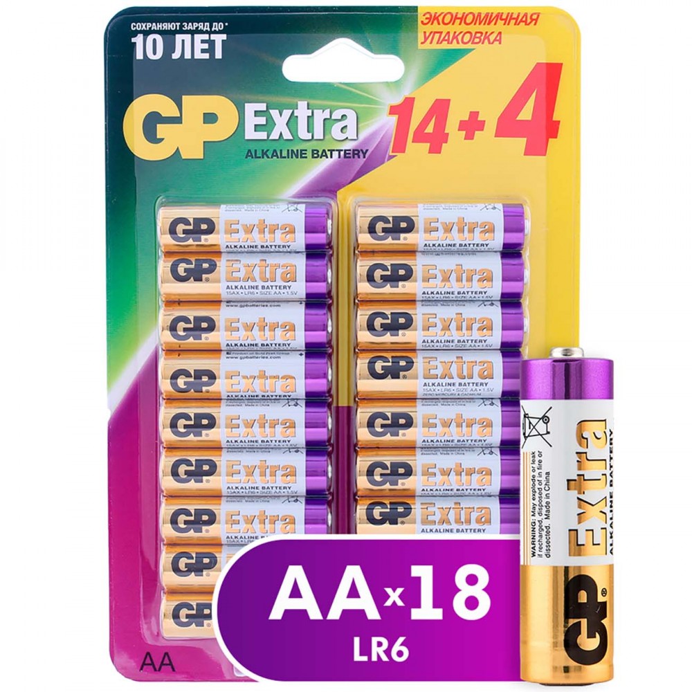 Батарея GP AA (LR6) Extra Alkaline 18 шт. (15AX14/4-2CR18 )