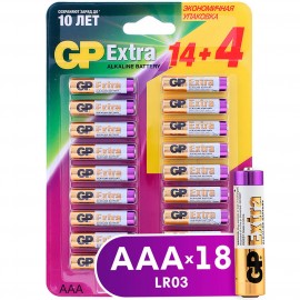 Батарея GP AAA (LR03) Extra Alkaline 18 шт (24AX14/4-2CR18 )