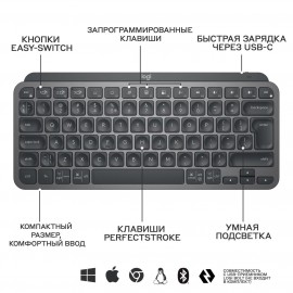 Клавиатура беспроводная Logitech MX Keys Mini Graphite (920-010501)