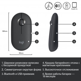 Мышь беспроводная Logitech Pebble M350 (910-005718)