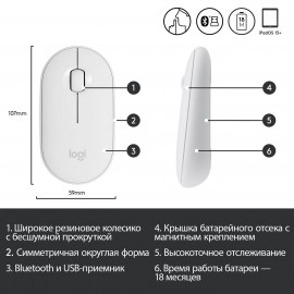 Мышь беспроводная Logitech Pebble M350 (910-005716)