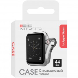 Бампер для Apple Watch InterStep 44mm Спортивный, силикон, серебро 