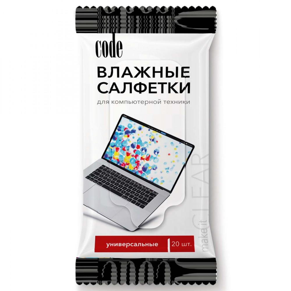 Салфетки для комп. техники Code Влажные 20шт. (СС-120)