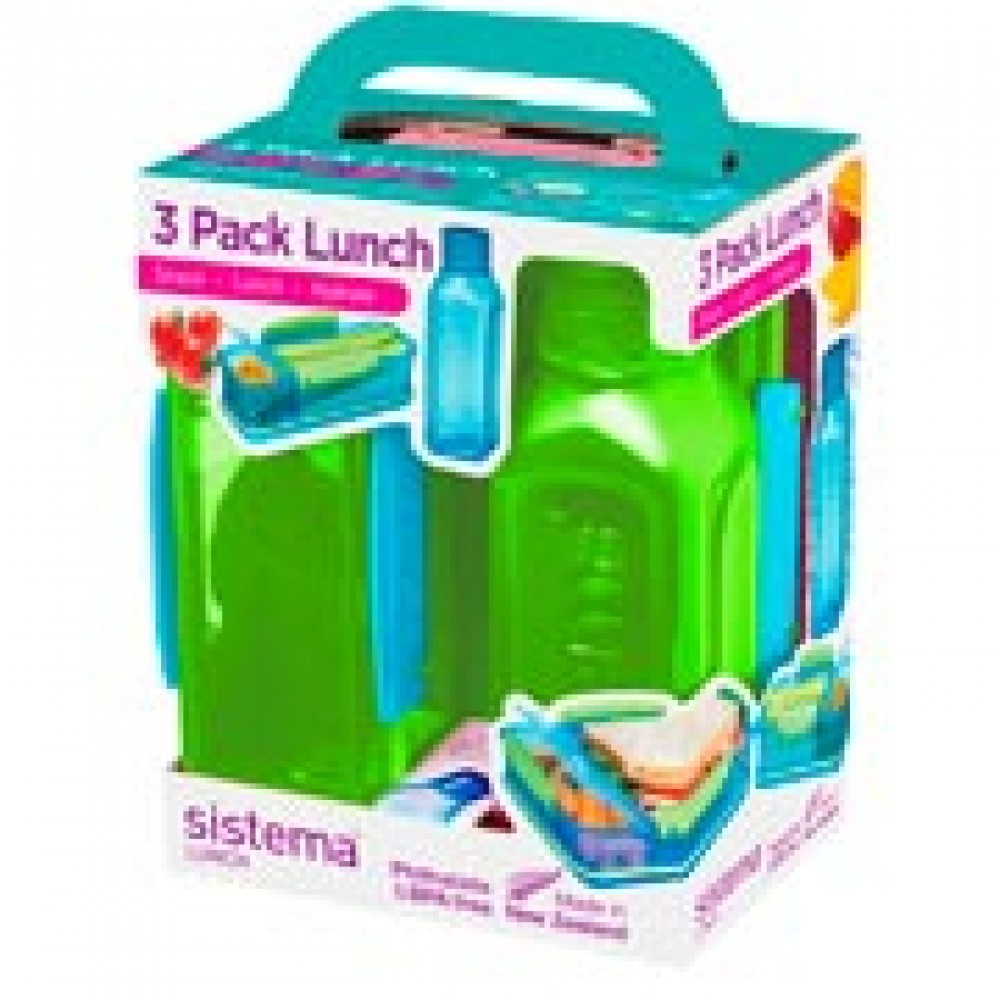 Контейнер для продуктов Sistema 3 Pack Lunch 475мл Green (1595)