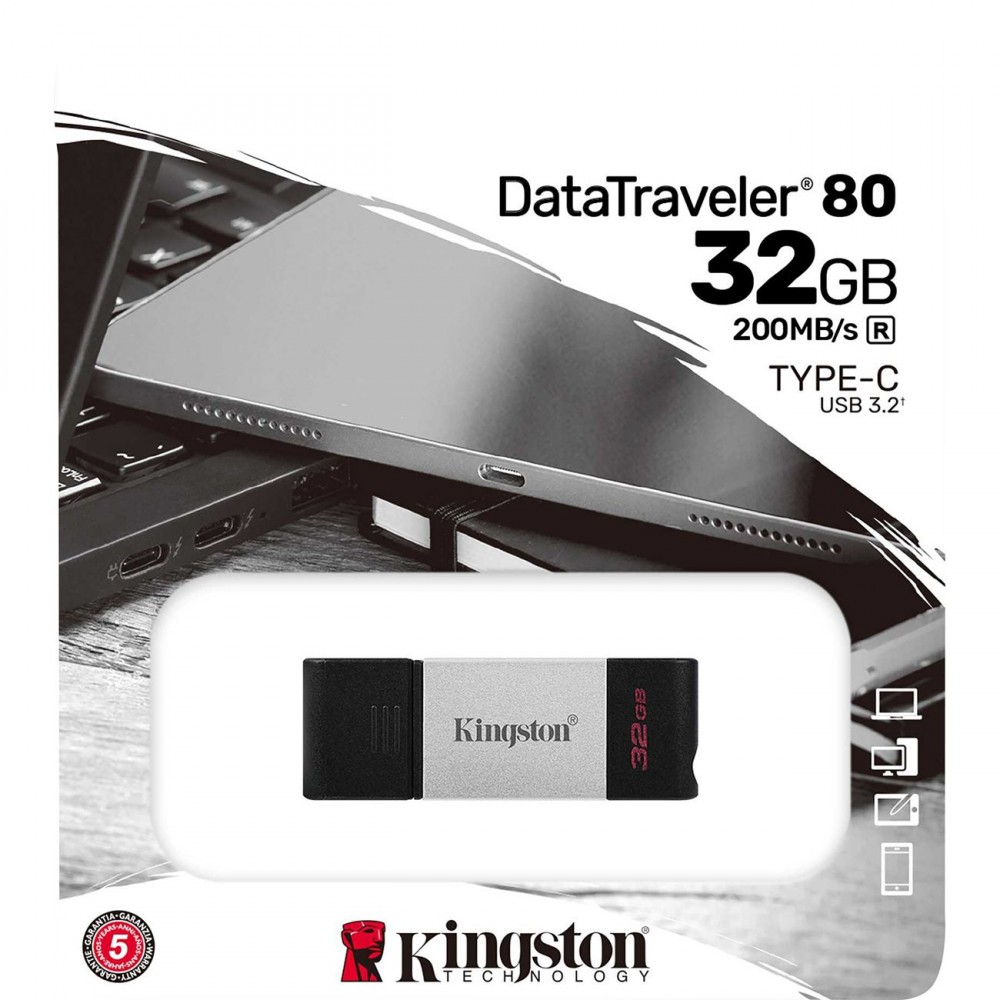 Флеш-диск Type C Kingston DataTraveler 80 200R 32GB Type-C (DT80/32GB)