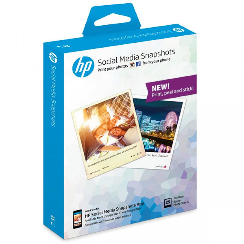 Фотобумага для принтера HP social Media snapshots 25 листов 10x13см
