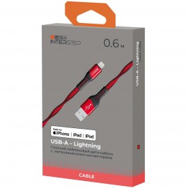 Кабель для iPod, iPhone, iPad InterStep USB/Lightning плоский 0,6м Red/Black 