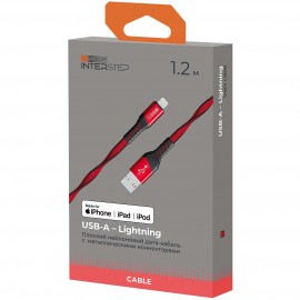 Кабель для iPod, iPhone, iPad InterStep USB/Lightning плоский 1,2м Red/Black