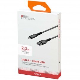 Кабель для сотового телефона InterStep MicroUSB/USB2.0 2м Dark Grey 