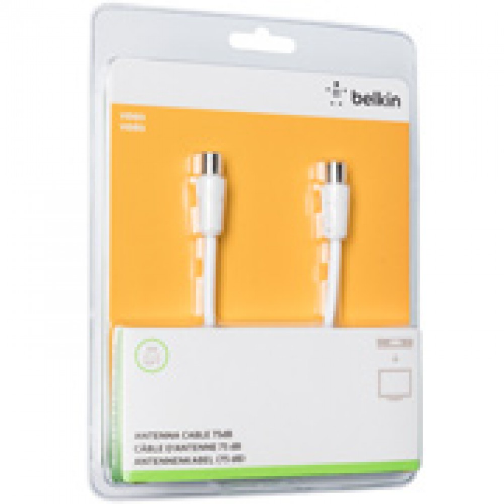 Кабель телевизионный Belkin TV коакс. папа/мама 5м белый (F3Y054bf5MWHT-P)