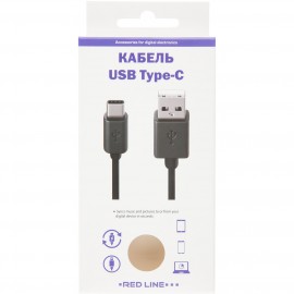 Кабель USB Type-C Red Line 1м, Black (УТ000010553)