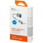 Кабель USB Type-C InterStep TypeC-USB3.0 0,2м нейлон Silver