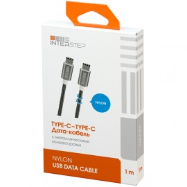 Кабель USB Type-C InterStep TypC-TypC USB2.0 Space Gray нейлон 1м, AA, M-M