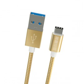 Кабель USB Type-C InterStep TypeC-USB A USB3.0 Nylon Gold 2m 