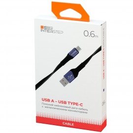 Кабель USB Type-C InterStep TypeC/USBA USB2.0 0,6м Blue