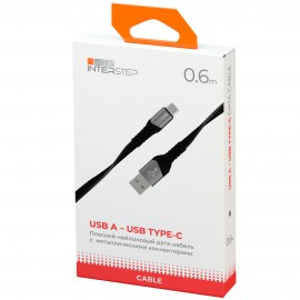 Кабель USB Type-C InterStep TypeC/USBA USB2.0 0,6м Dark Grey