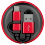 Кабель USB Type-C InterStep 0,9м + microUSB, Black/Red