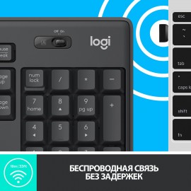 Комплект клавиатура+мышь Logitech Wireless MK295 Silent Combo Graphite (920-009807)