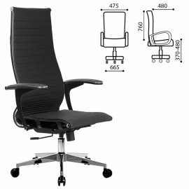 Кресло компьютерное Метта К-8.1-Т ХРОМ, э/кожа перф, черное
