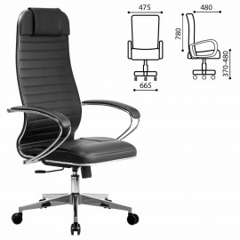 Кресло компьютерное Метта К-6 ХРОМ, кожа, черное