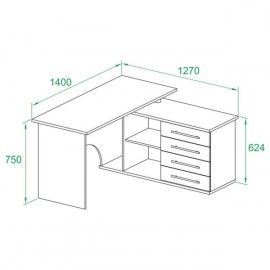 Стол компьютерный Сокол Меб.фабрика КСТ-109 Правый Белый
