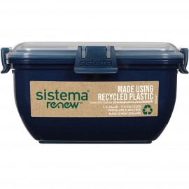 Контейнер для продуктов Sistema RENEW д/салата с разд. и приб. 1,1л Blue (581356)