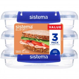 Контейнер для продуктов Sistema 881643 набор для сэндвичей 520 мл (3шт) синий
