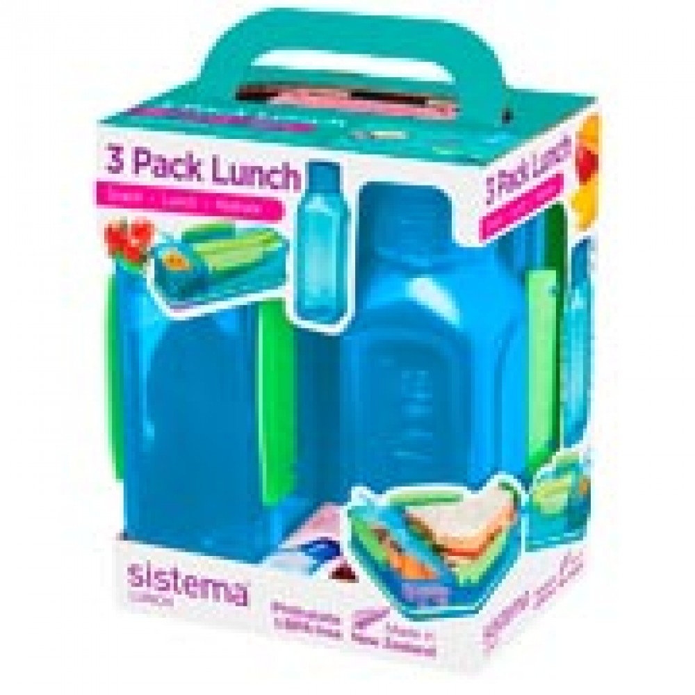 Контейнер для продуктов Sistema 3 Pack Lunch 475мл Blue (1595)