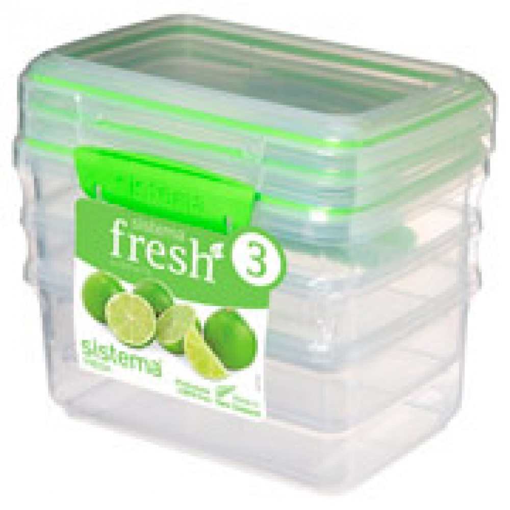 Контейнер для продуктов Sistema 3 Pack Fresh 1л Lime Green (951613)