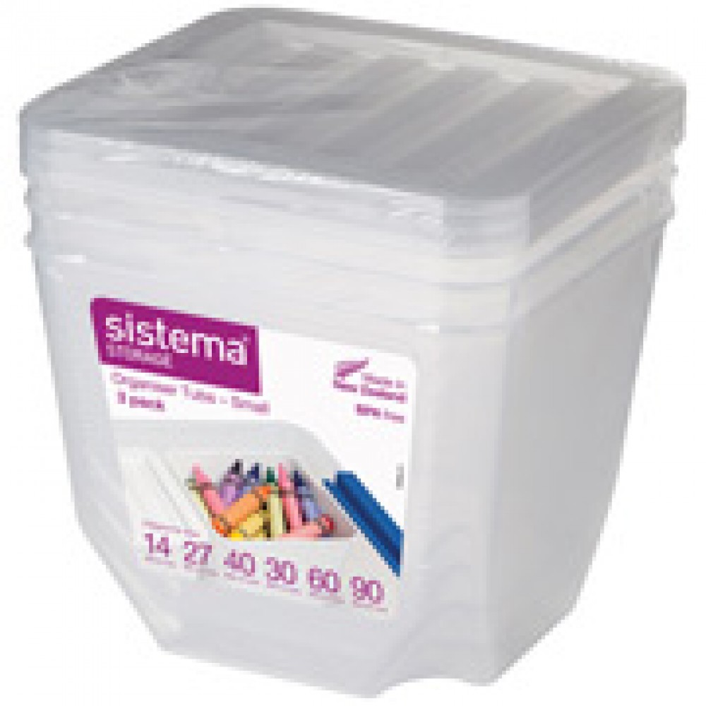 Набор органайзеров Sistema Storage Org. Tubs Clear 3 Pack 1.3л White (70013)