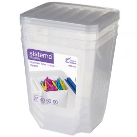 Контейнер для продуктов Sistema Storage Org. Tubs Clear 3 Pack 1.8л White (70018) 