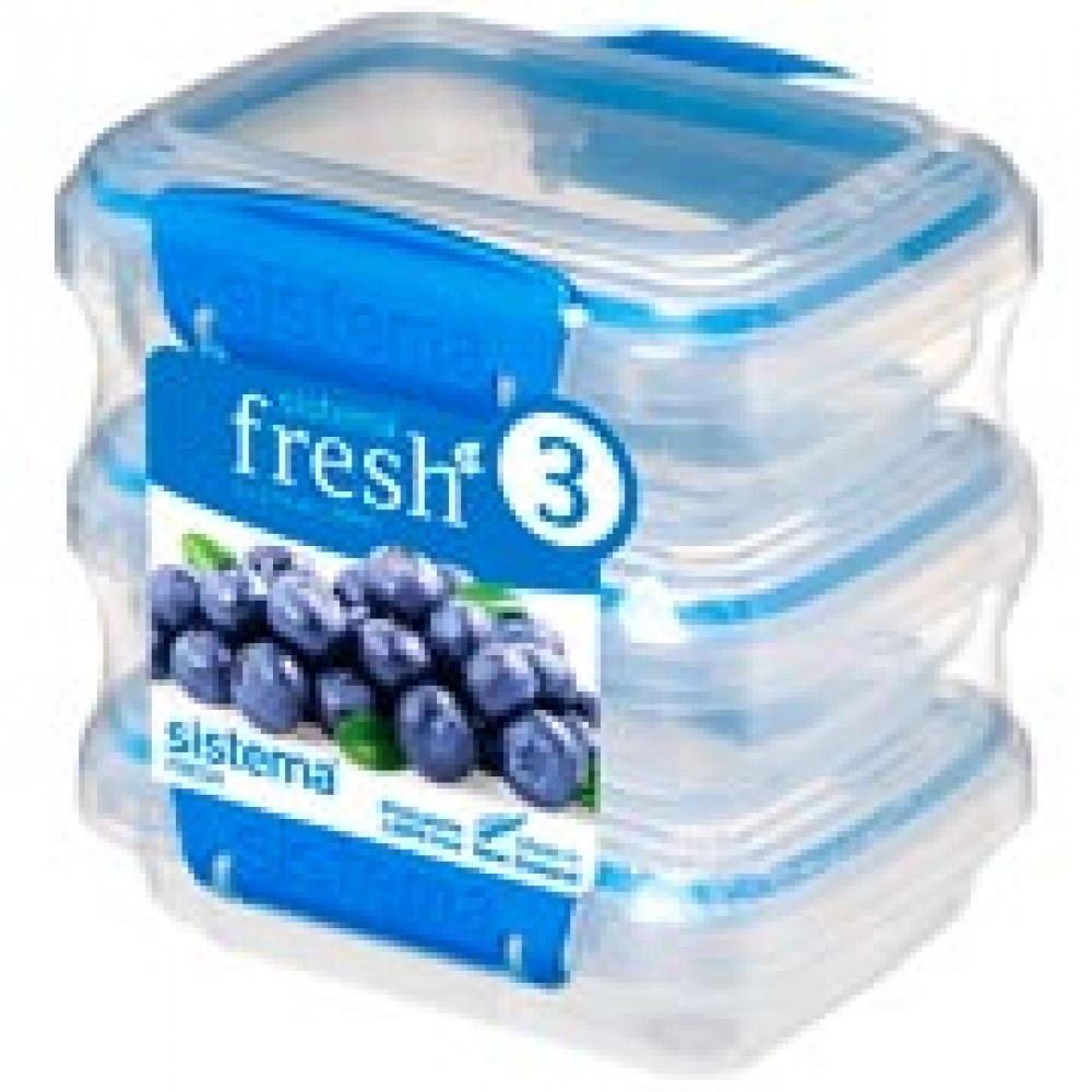 Контейнер для продуктов Sistema 3 Pack Fresh 200мл Marine Blue (921523)