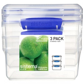 Контейнер для продуктов Sistema KLIP IT 3 Pack 1л Blue (1613)