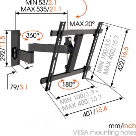 Кронштейн для ТВ наклонно-поворотный Vogel's TURN W53070